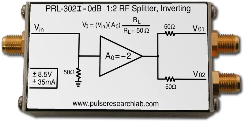1:2 Rf Splitter, 0 Db, Inverting, Sma I/Os 1
