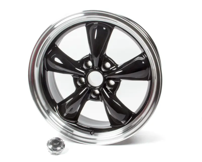 18X8 Torq Thrust M Wheel Gloss Black Machined Lip 1