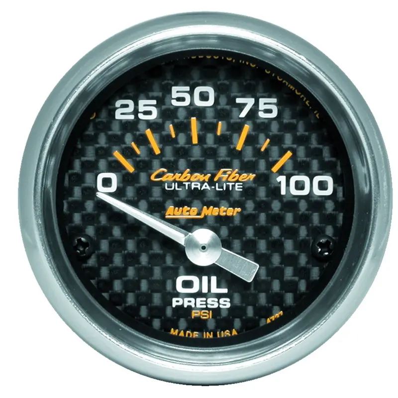 2-1/16" Oil Pressure, 0-100 Psi, Air-Core, Carbon Fiber 1