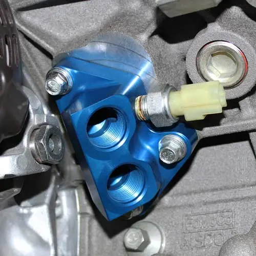 2011-2014 Ford Coyote 5.0L Oil Line Adapter 1