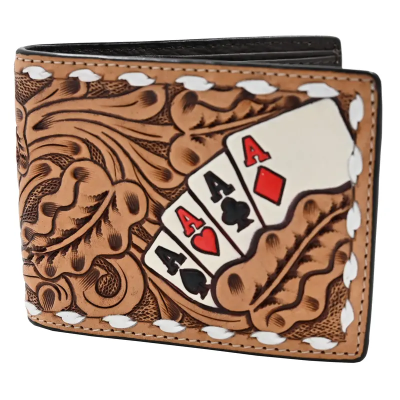 3D Leather Men's Card Suite Bifold Wallet 1