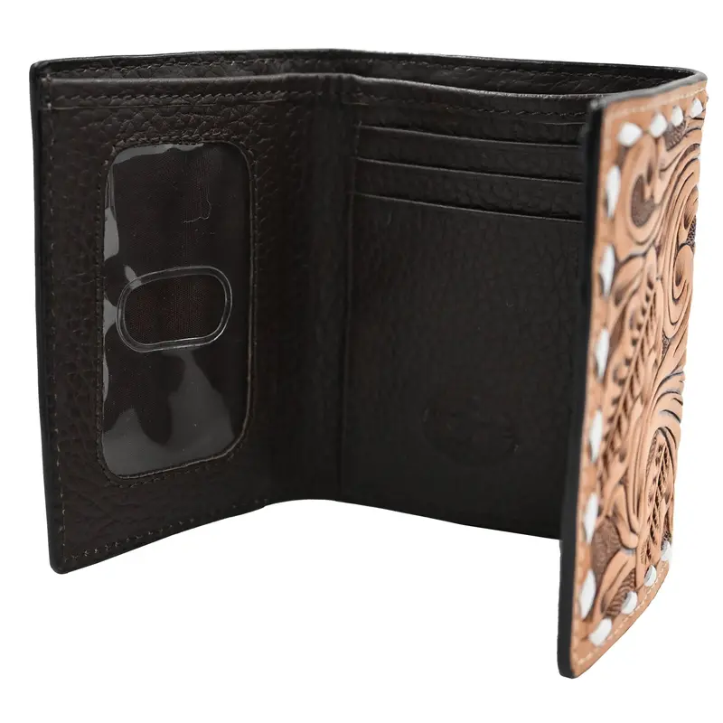 3D Leather Men's Card Suite Trifold Wallet 2