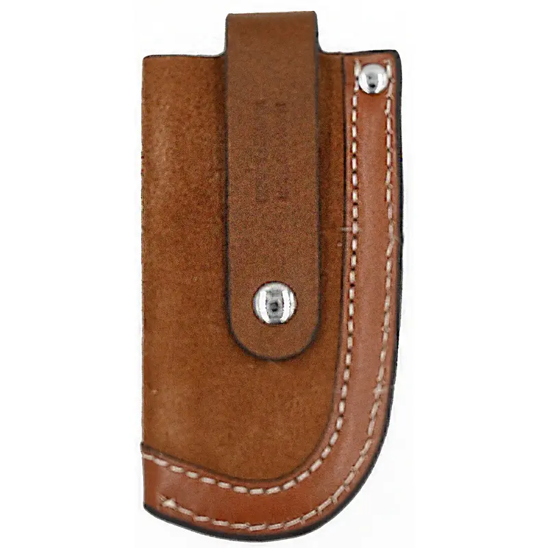 3D Small Vertical Leather Roughout Knife Sheath With Brown Buckstitch 2