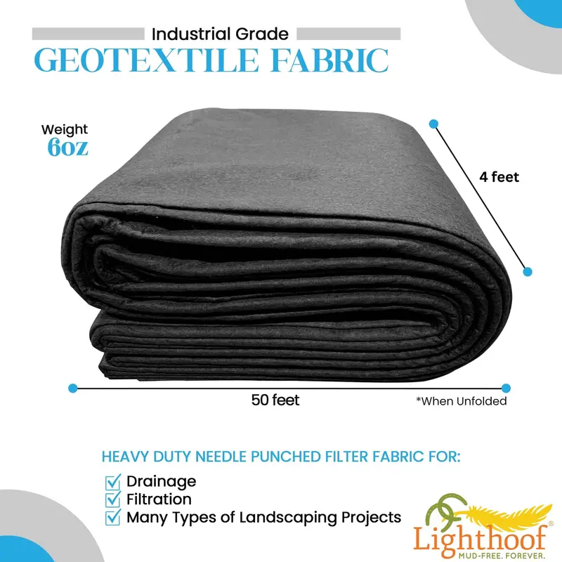 6 Oz Non Woven Needle Punched Geotextile Filter Fabric - 50 Year Fabric - Lighthoof 1