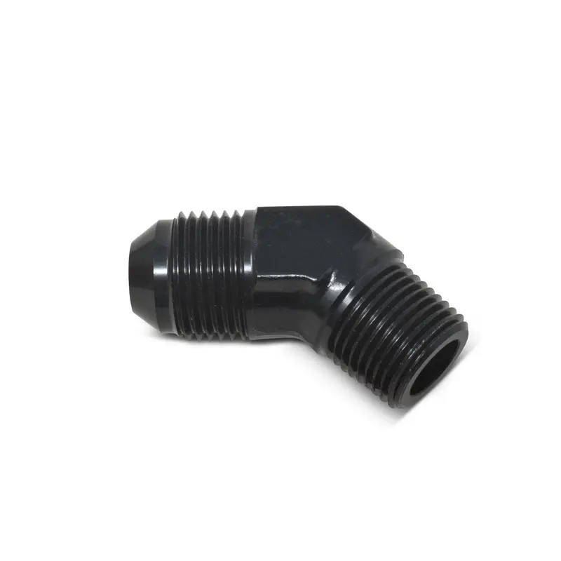 6An M To 3/8 M Pipe Adpt 45Deg Elbow Black 1