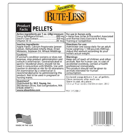 Absorbine Bute-Less Comfort & Recovery Support Pellets- 2Lbs 2