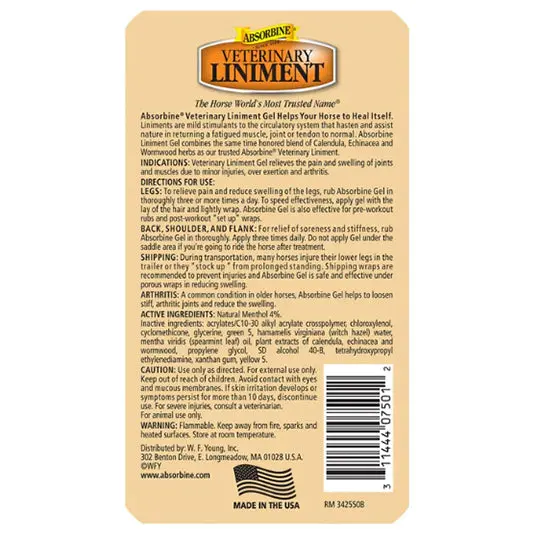 Absorbine Veterinary Liniment Gel- 12Oz 2