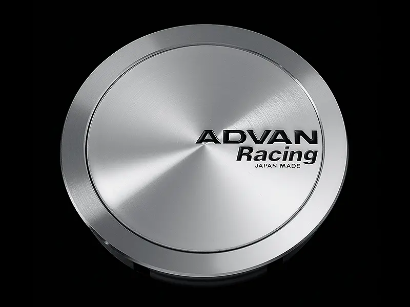 Advan 63Mm Full Flat Center Cap - Platinum Silver W/ Black Letters 1