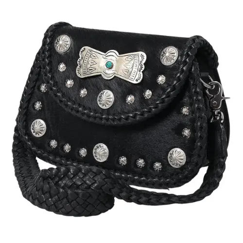 American Darling Black Hair On Hide Concho Purse 1