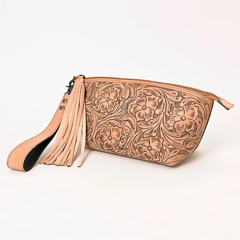 American Darling Floral Tooled Makeup Bag With Wristlet 1