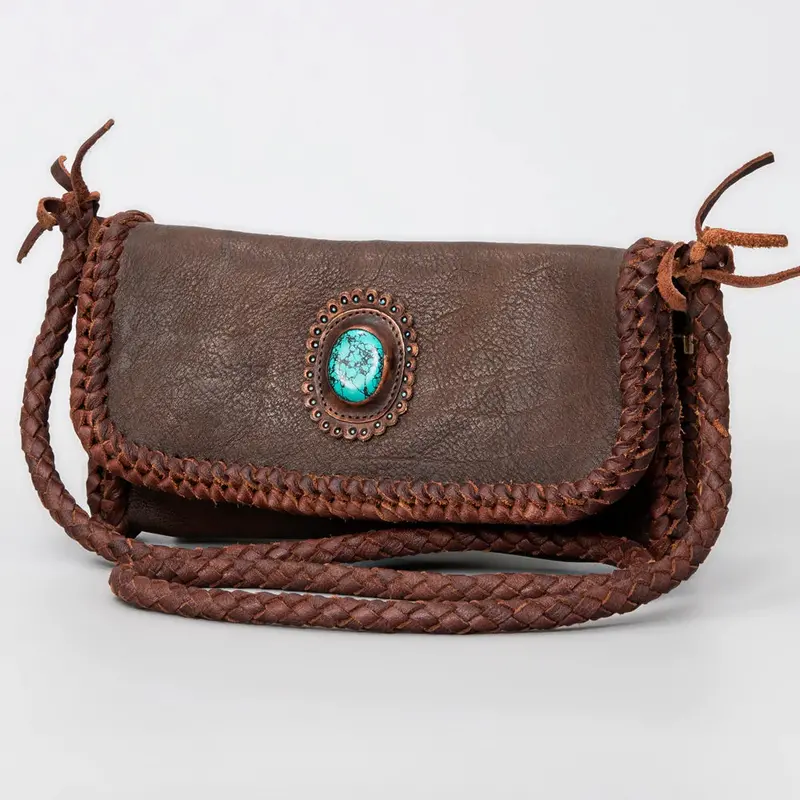 American Darling Mini Chocolate Bag With Turquoise Stone 1