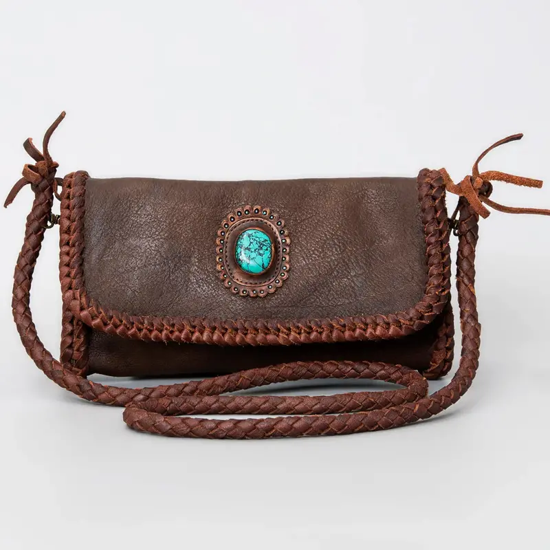 American Darling Mini Chocolate Bag With Turquoise Stone 2