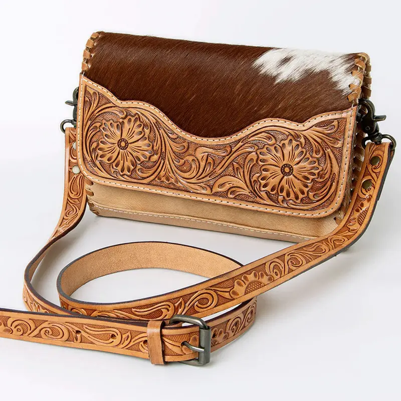 American Darling Tooled Cowhide Crossbody Purse 1