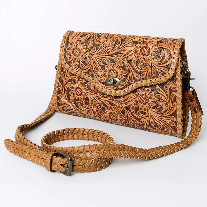 American Darling Tooled Leather Crossbody Purse 1