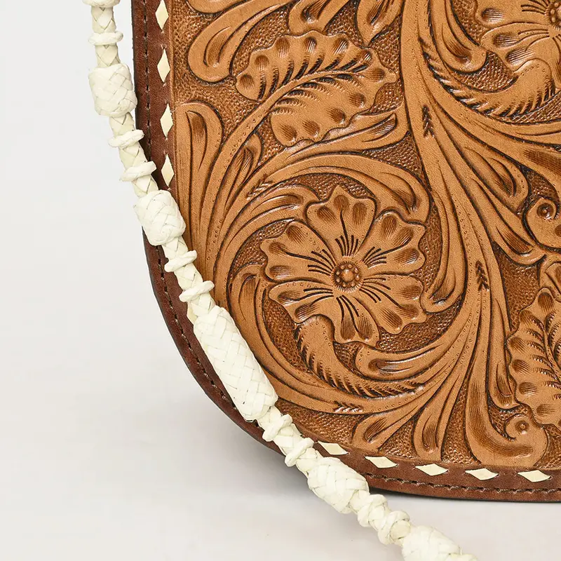 American Darling Tooled Leather Purse With Romal Strap 2