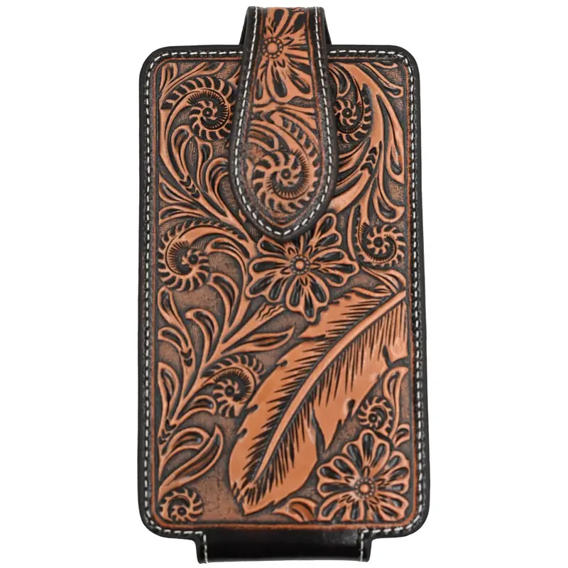 Ariat Chocolate Cell Phone Holster With Natural Tooling 1