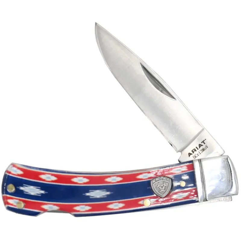 Ariat Large Red, White, And Blue Folding Pocket Knife 1