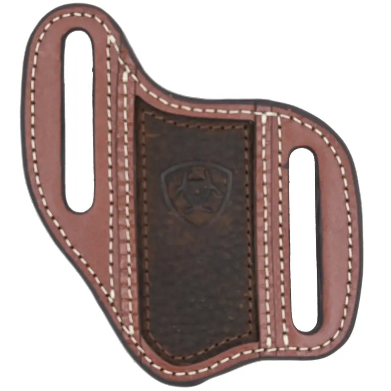 Ariat Leather Pancake Knife Sheath With Brown Shield Inlay 1