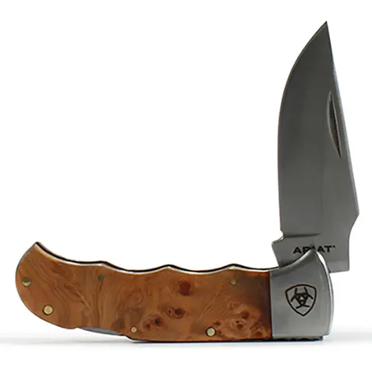 Ariat Medium Smooth Brown Folding Knife- 3" 1