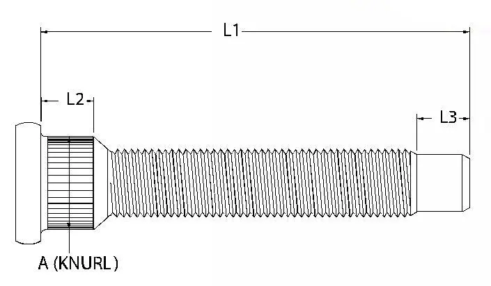 Arp (100-7708) Stock Replacement; 0.509 Knurl Diameter; 2.5 Uhl; 0.315 Knurl Length; M12 X 1.5 Thread Size; Quantity 5 Studs 1