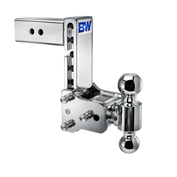B & W Hitches Tow & Stow 2"& 2 5/16" Balls 7" Drop Trailer Hitch- Chrome 1