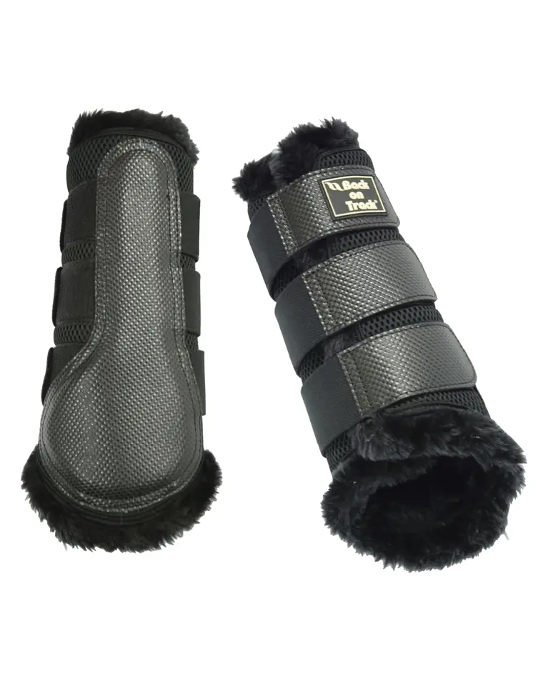 Back On Track 3D Mesh Splint Brush Boots W/ Faux Fur- Black 1