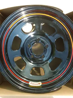 Bassett Racing 13 X 8, 4 X 100 5" Backspace D-Hole Lightweight Black Powdercoated Wheels 1