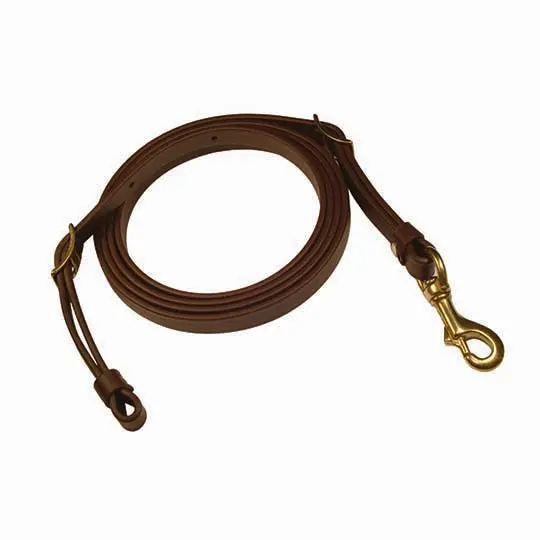 Berlin 1/2" Brown Biothane Roping Reins With Nickel Hardware 1