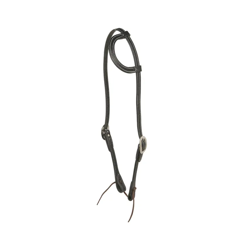 Berlin Custom Leather Black Stitched Slip Ear Headstall 1