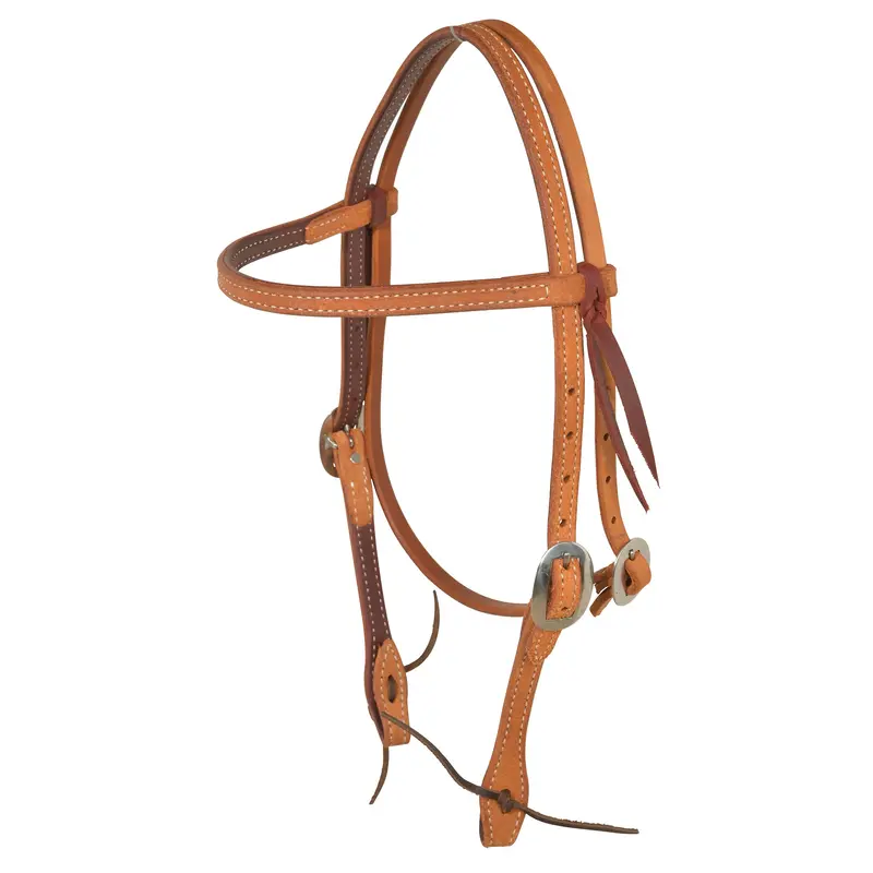Berlin Custom Leather Doubled N Stitched Roughout Golden Browband Headstall 1