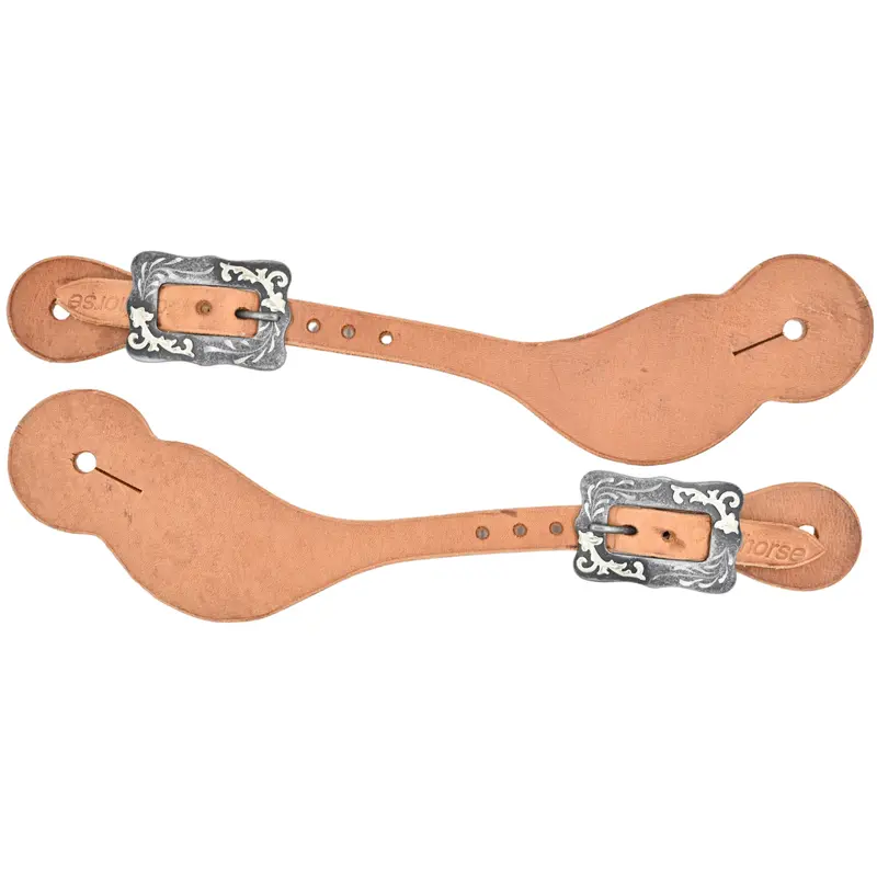Berlin Custom Leather Men's Contoured Spur Straps With Black Steel Buckles 1