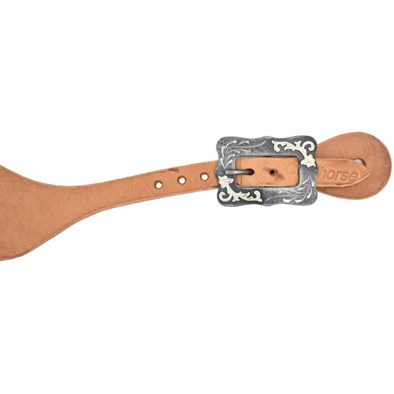 Berlin Custom Leather Men's Contoured Spur Straps With Black Steel Buckles 2
