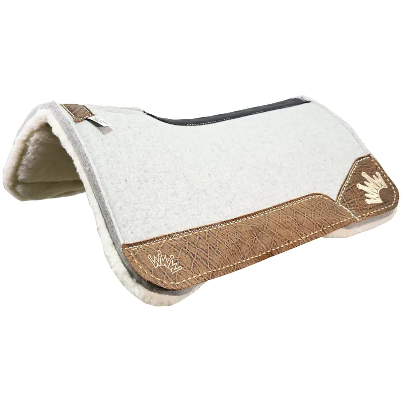 Best Ever 1" Kush Fleesar Series Saddle Pad With Vintage Peat Elephant Wear Leathers & Buckstitch- 32"X32" 1