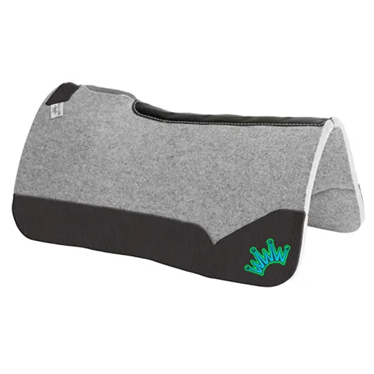 Best Ever 1" Kush Pad With Black Wear Leathers And Lime Green/Blue Crown- 32"X32" 2
