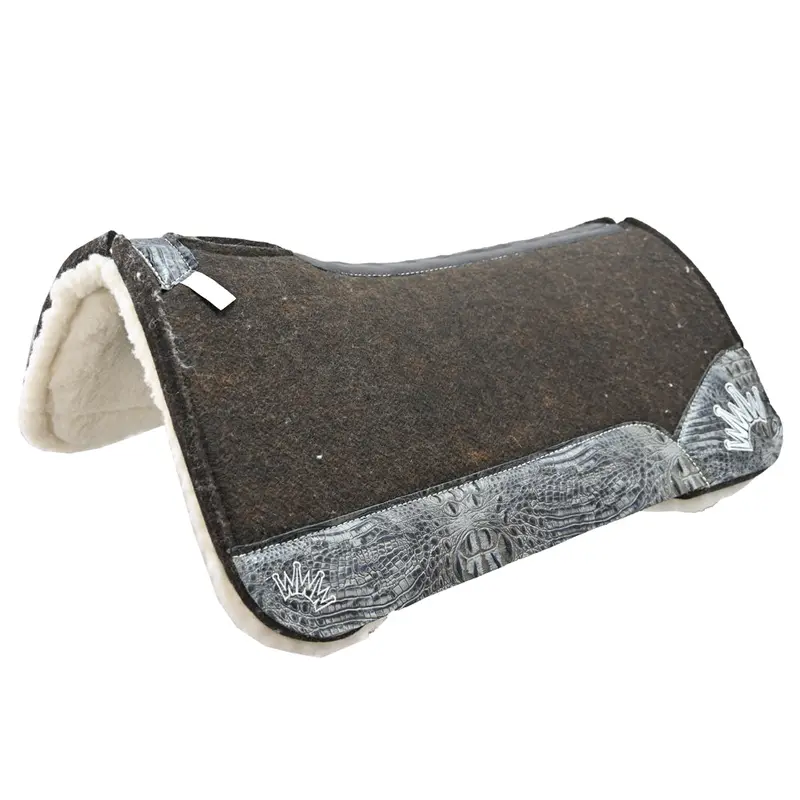 Best Ever 1" Og Fleesar Series Saddle Pad With Grey Croc Wear Leathers- 32"X32" 1