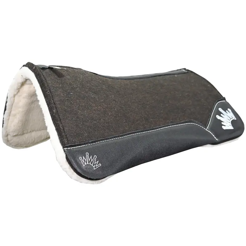 Best Ever 3/4" Og Fleesar Series Saddle Pad With Black Wear Leathers & White Crown- 30"X30" 1