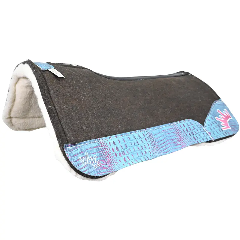 Best Ever 3/4" Og Fleesar Series Saddle Pad With Rio Croc Wear Leathers & White/Pink Crown- 30"X30" 1