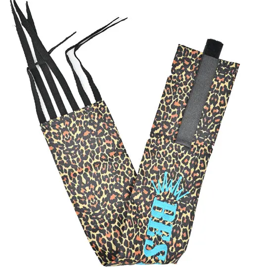 Best Ever Velcro Tail Bag- Leopard With Turquoise Letters 1