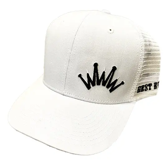 Best Ever White Trucker Cap With White Mesh Back And Black Crown 1