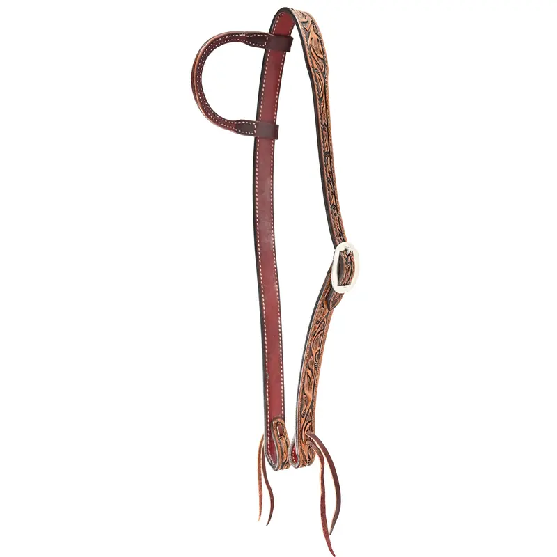 Billy Cook Saddlery 1" Floral Tooled Tapered Slip Ear Headstall 1