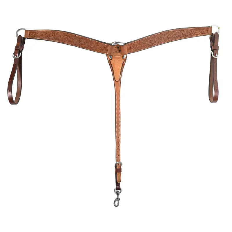 Billy Cook Saddlery 2" Hot Oiled Roughout Floral Tooled Breast Collar 1