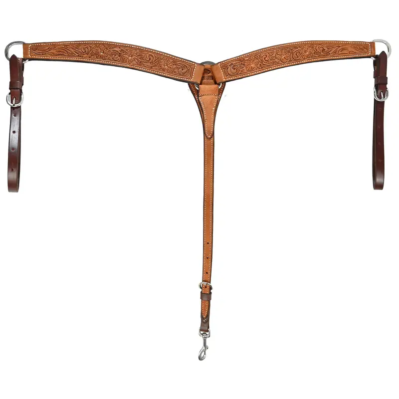 Billy Cook Saddlery 2" Roughout Floral Tooled Breast Collar 1