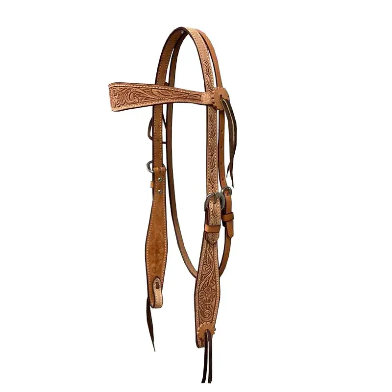 Billy Cook Saddlery 3/4" Roughout Floral Tooled Browband Headstall 1