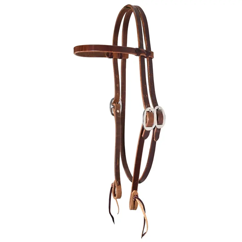 Billy Cook Saddlery 5/8" Harness Leather Browband Headstall W/ Pineapple Knots 1