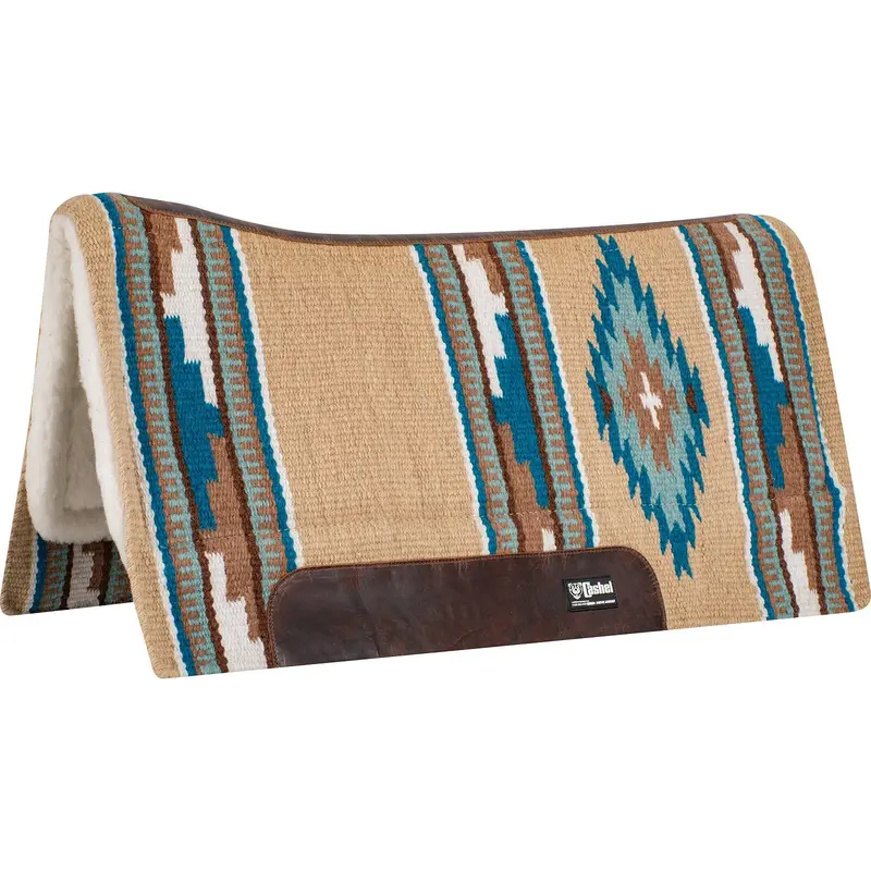 Cashel 3/4" Blanket Top Performance Fleece Saddle Pad- Tan/Turquoise 1