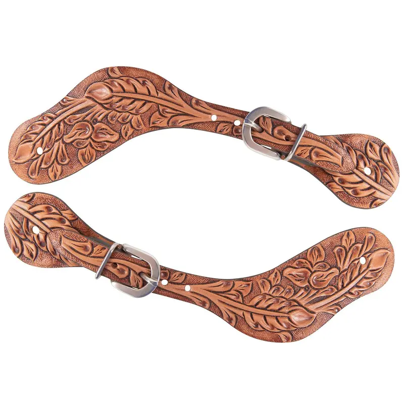 Cashel Antique Leaf Tooled Spur Straps 1