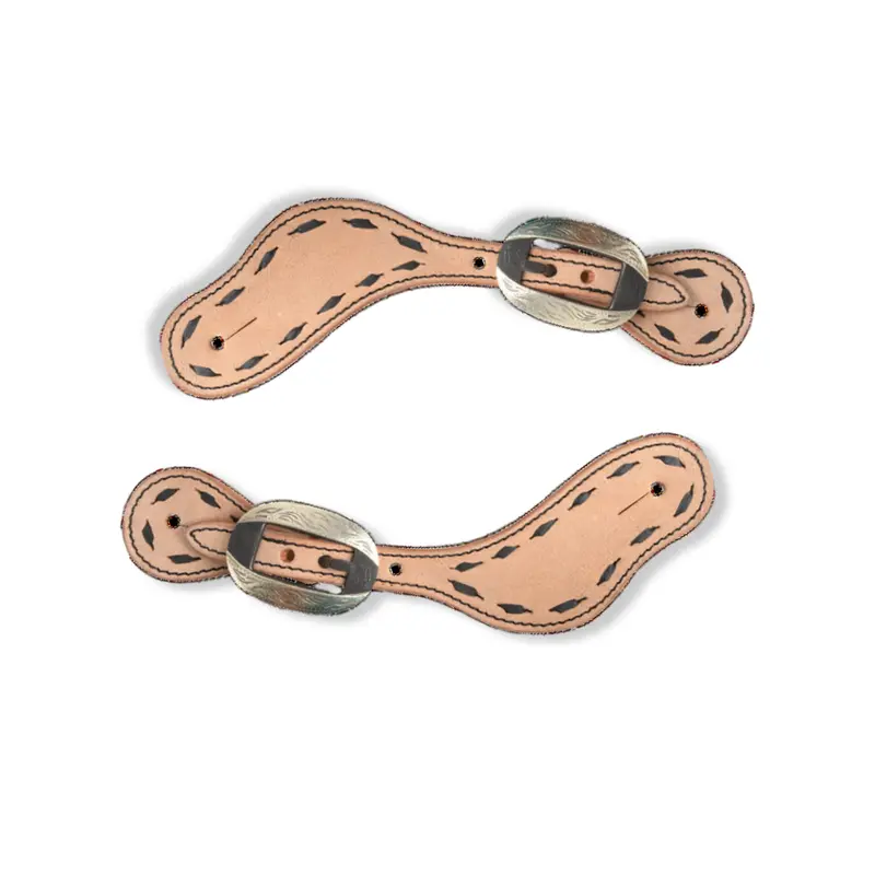 Cashel Natural Roughout Buckstitched Spur Straps 1