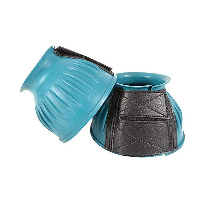 Cashel Teal Rubber Bell Boots With Velcro Closure 1