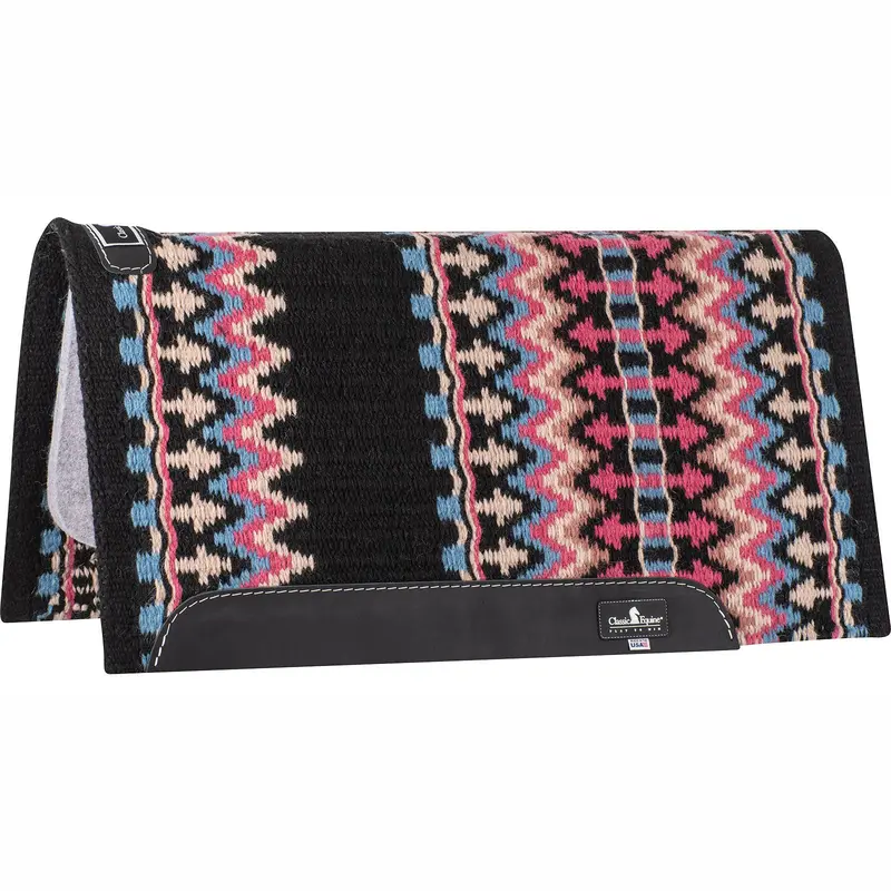 Classic Equine 1" 32"X34" Wool Top Saddle Pad- Black/Lavender 1