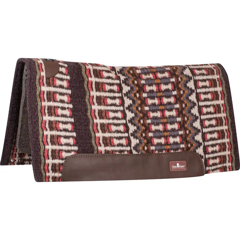 Classic Equine 1" 32"X34" Wool Top Saddle Pad- Coffee/Moss Green 1